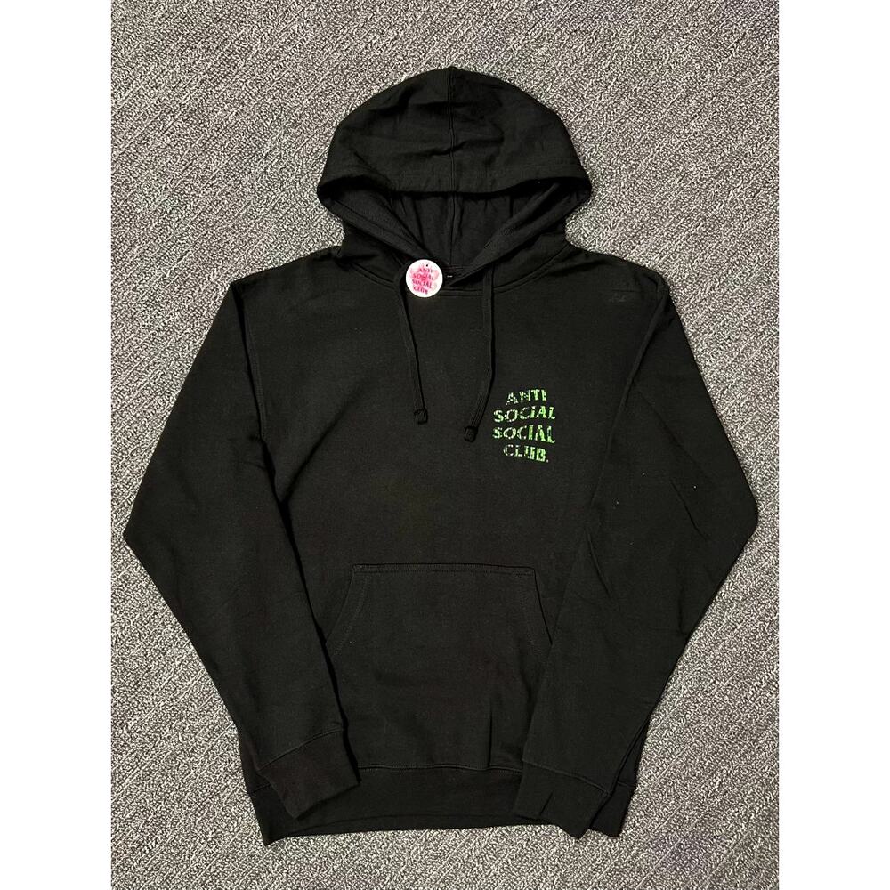 ANTI SOCIAL CLUB GLITCH HOODIE NEW BLACK/GREEN W/TAGS